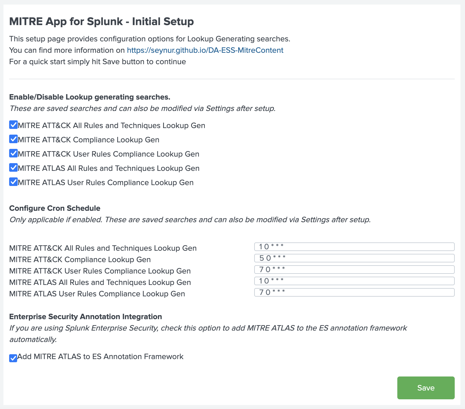 Setup: enable ATLAS lookups and ES annotation